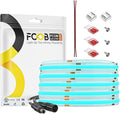 COB Ice Blue LED Strip Light DC24V Flexible High Density Uniform Bright 480LEDs/m Strips 16.4FT CRI90+ 8MM Width Dimmable COB LED Tape for Cabinet Indoor Decor(No Adapter/Controller)