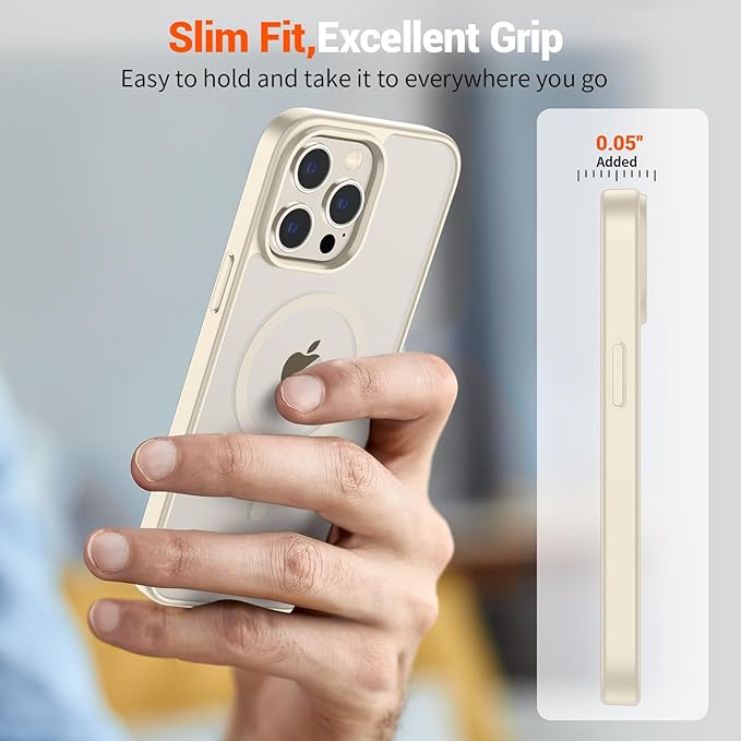 SUPFINE Magnetic for iPhone 12 Pro Max Case (Compatible with MagSafe) (Military Grade Drop Protection) Slim Translucent Matte Shockproof with Anti-Fingerprint Phone Case,Antique White