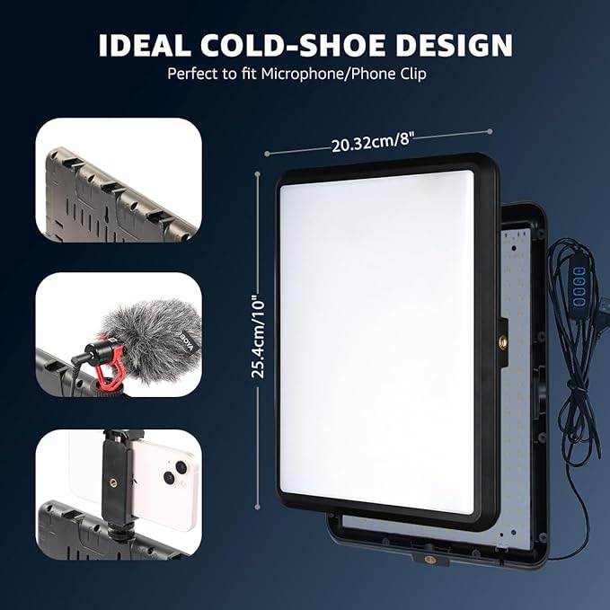 NiceVeedi 15w Photography Lighting Panel, 2800-6500K Dimmable Studio Light, USB Powered Video Lighting for Video Recording/Photography/Tiktok/Streaming/Content Creat