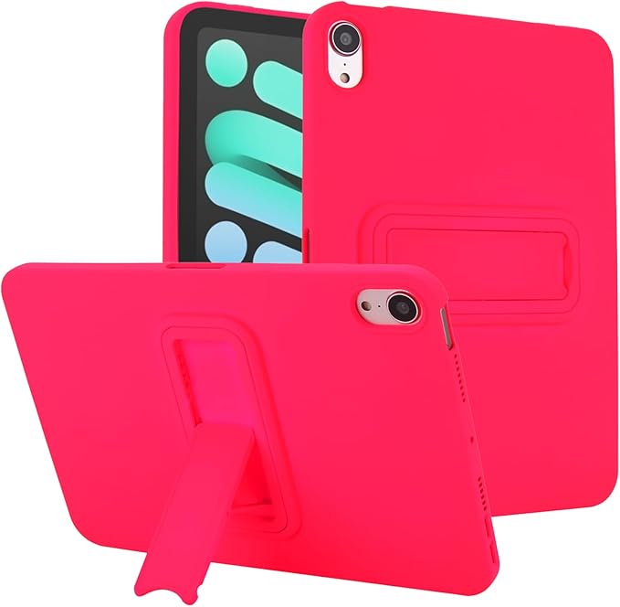 Case for iPad mini 7th & 6th Gen with Kickstand, Soft TPU + Hard PC Ultimate Delicate Touch Feeling Shockproof Protective Back Cover for iPad mini 7th 6th Women Men, Rose