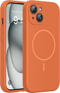 Miracase Magnetic for iPhone 15 Case, [Soft Anti-Scratch Microfiber Lining], Compatible with MagSafe, Liquid Silicone Case Shockproof Drop Protection Phone Case for 15,Orange