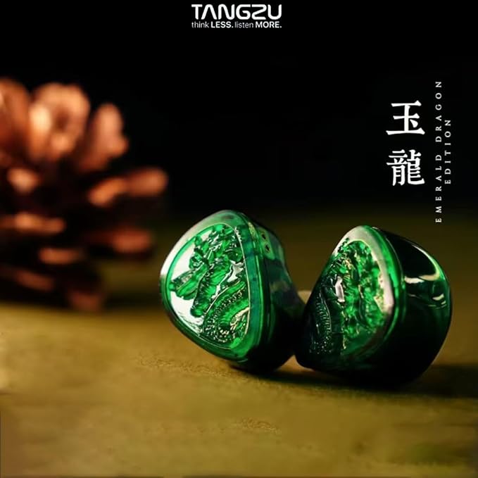 TANGZU Wan'er S.G II Emerald Dragon in Ear Monitor, Gaming IEM Earphones, HiFi Wired Earphones with 10mm PET Diaphragm Dynamic Driver, Flat 0.78mm 2-pin Tangle-Free Detachable Cable (Type C with Mic)
