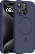 Miracase Magnetic for iPhone 15 Pro Max Case, [Soft Anti-Scratch Microfiber Lining], Compatible with MagSafe, Liquid Silicone Case Shockproof Drop Protection Phone Case for 15 ProMax, Dark Blue