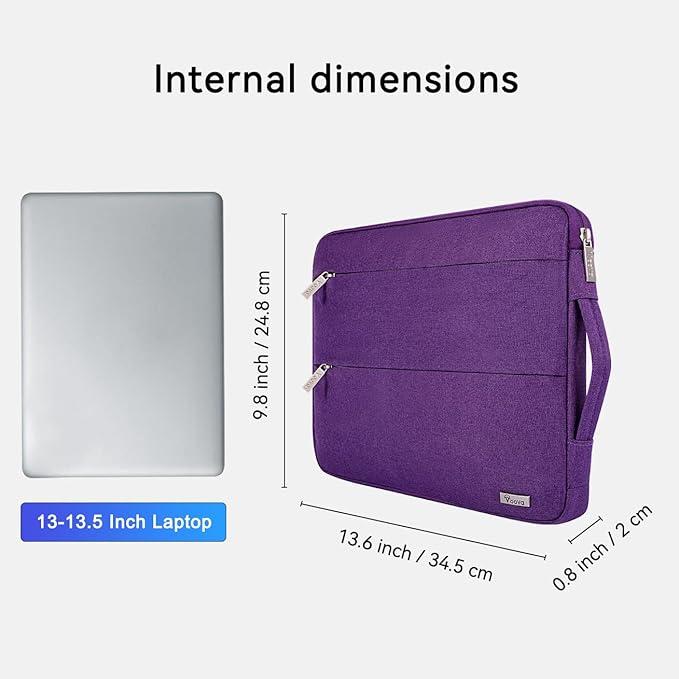 Voova Laptop Sleeve Carrying Case 13 13.6 Inch Compatible with MacBook Air 13 M1/M2/M3/M4, MacBook Pro 13/14, IPad Pro 13, Waterproof Slim Computer Cover Bag, Purple