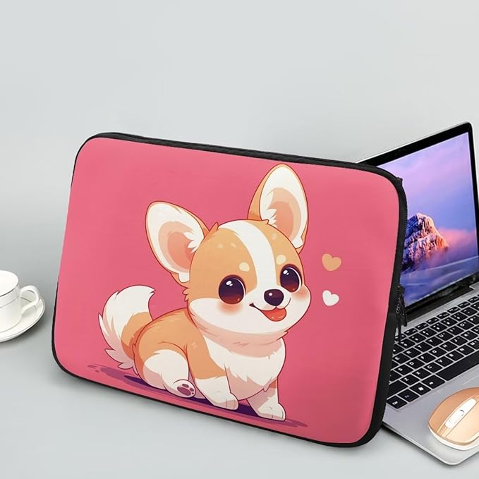 Cute Corgi Laptop Sleeve for Women Girls 13 Inch Laptop Accessories with Versatile Uses Lap Top Case Portable Computer Sleeve Laptop Pouch Ideal Gifts for Holidays Pink