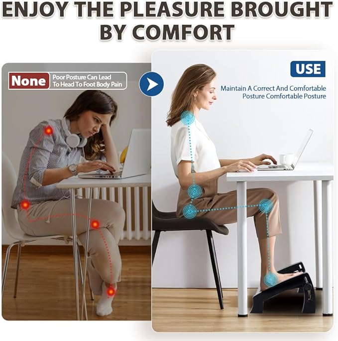 CasaZenith Foot Rest, Six Heights Adjustable Foot Rest for Under Desk at Work, Ergonomic Foot Stool for Under Office Desks, Under Desk Footrest with Foot Massage Roller, Office Leg Rest (Classics)