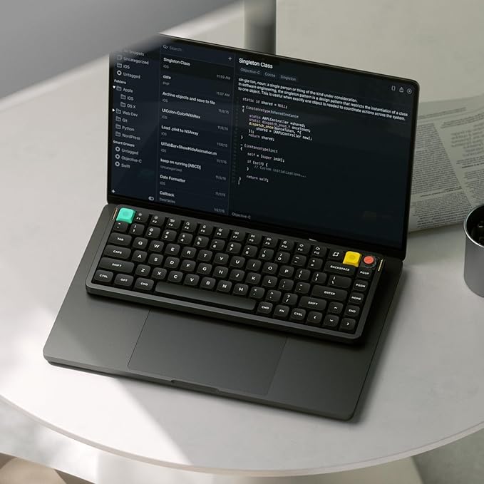 nuphy Air75 V3 Hot Swappable Wireless Mechanical Keyboard, 84 Keys 75% Custom Low Profile Keyboard with Knob, RGB Backlit, Gasket Mounted, Support Bluetooth/2.4GHz/USB-C,Black-Brown Nano