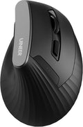 Uineer Vertical Ergonomic Mouse – Tri-Mode Wireless Bluetooth 5.0/4.0 & 2.4GHz USB Receiver, Battery-Powered, Connects to 3 Devices, 4 DPI Optical Mice for PC, Laptop, Compatible with Windows, Mac