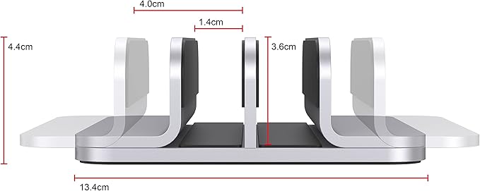JOKItech Double Aluminum Laptop Vertical Stand Organizer, Sturdy Notebook Computer Holder Stand Compatible with New Liquid Retina XDR Apple MacBook Air/Pro/Neo, Mac mini, Apple TV & iPad Pro - Silver