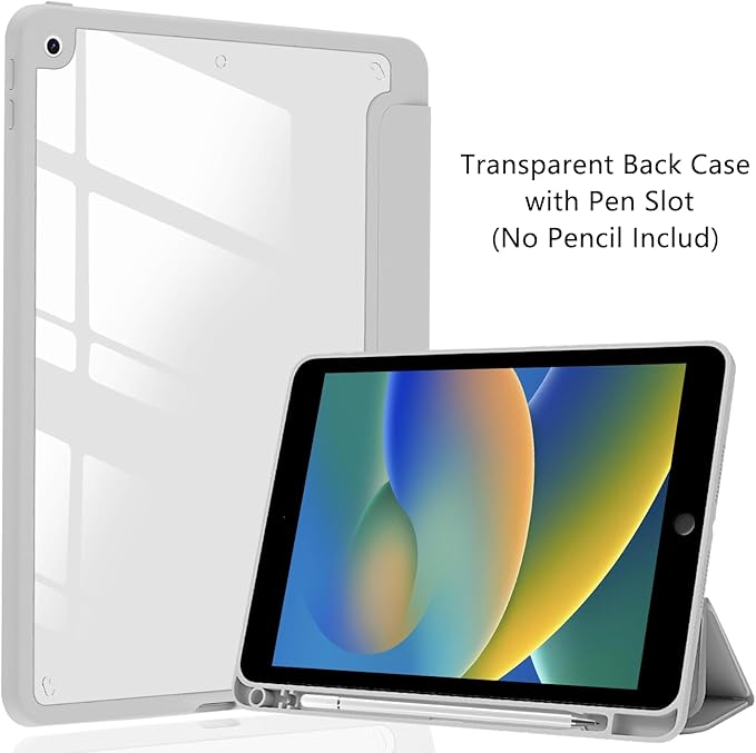 JOYLAND Cute Y2K Black Bow Case for iPad Air 13-inch (M3) 2025/ (M2) 2024, Clear Acrylic Hard Back Grey Case with Pencil Holder Trifold Stand Tablet Cover for Girls Women