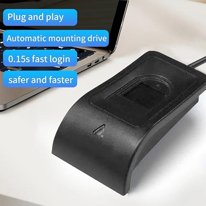 USB Fingerprint Reader for Windows 10 Hello, Biometric Fingerprint Scanner, High Security 508DPI Password Free Operation for PC Login & Office File Encryption