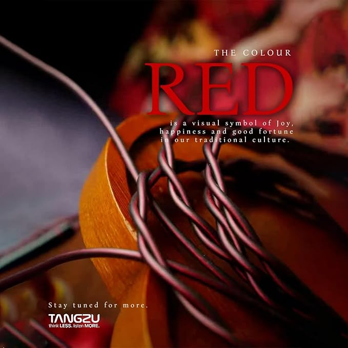 TANGZU Wan'er S.G II Red Lion in Ear Monitor, Gaming IEM Earphones, HiFi Wired Earphones with Silicone Headphone Organizer, Tang Sancai Wide Bore Eartips, Sonic Eartips (Red, 3.5mm with Mic)