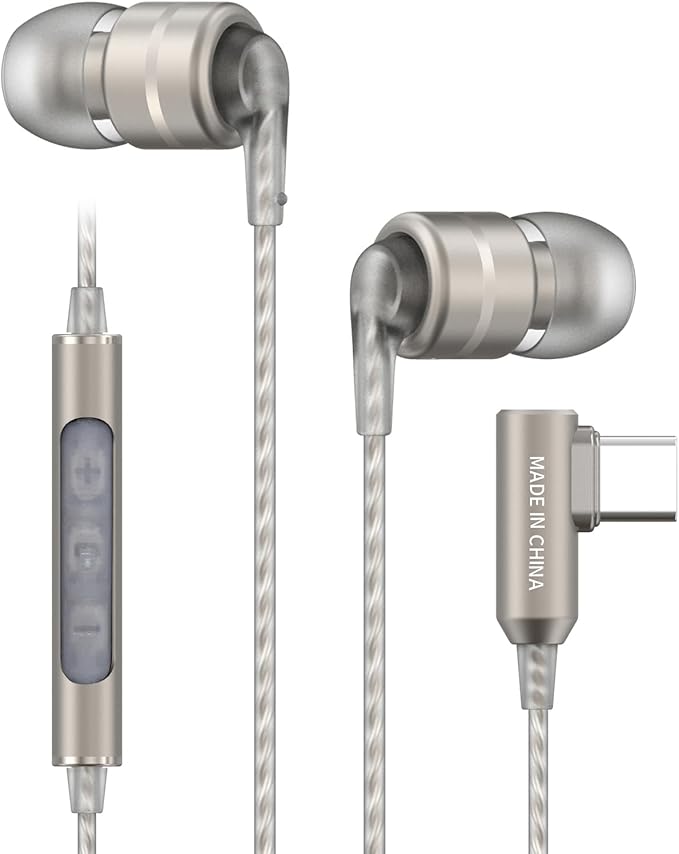 SoundMAGIC E80D Digital USB C Headphones - Type C Wired Earbuds with Microphone HiFi Stereo Earphones Powerful Bass Noise Isolating Compatible with Android Device, Gunmetal