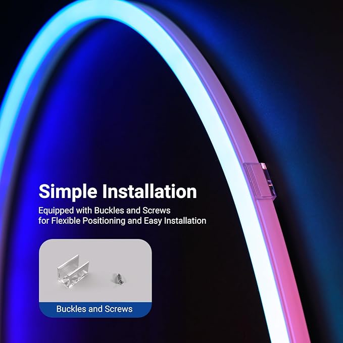 NEEWER 9.84ft/3m LED Strip Lights, Smart AI RGB Flexible Cuttable Neon Rope Light with App Control for Bedroom Gaming Room Indoor Studio Home Wall Decor, Compatible with Google Assistant Alexa, NS02