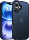 for iPhone 16 Case, [Military-Grade Drop Protection][Anti-Yellowing] Shockproof Protective Translucent Matte Cover for iPhone 16 Phone Case,Deep Blue