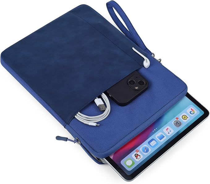 CAAORDKSO 7-8 Inch Tablet Sleeve for iPad mini (A17 Pro) 8.3", iPad mini 6/5/4/3/2/1, Samsung Galaxy Tab S2 8.0, Tab A 8.0, ZenPad Z8s 7.9, Amazon Fire HD 8 Tablet/ 8 Plus Tablet Bag Pouch, Dark Blue