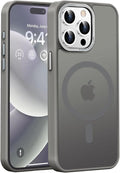 Newfuture Upgraded Magnetic for iPhone 15 Pro Max Case [Compatible with Magsafe] [Mil-Grade Protection], Pocket-Friendly, Slim Translucent Phone Case Cover for iPhone 15 Pro Max 6.7", Titanium Gray