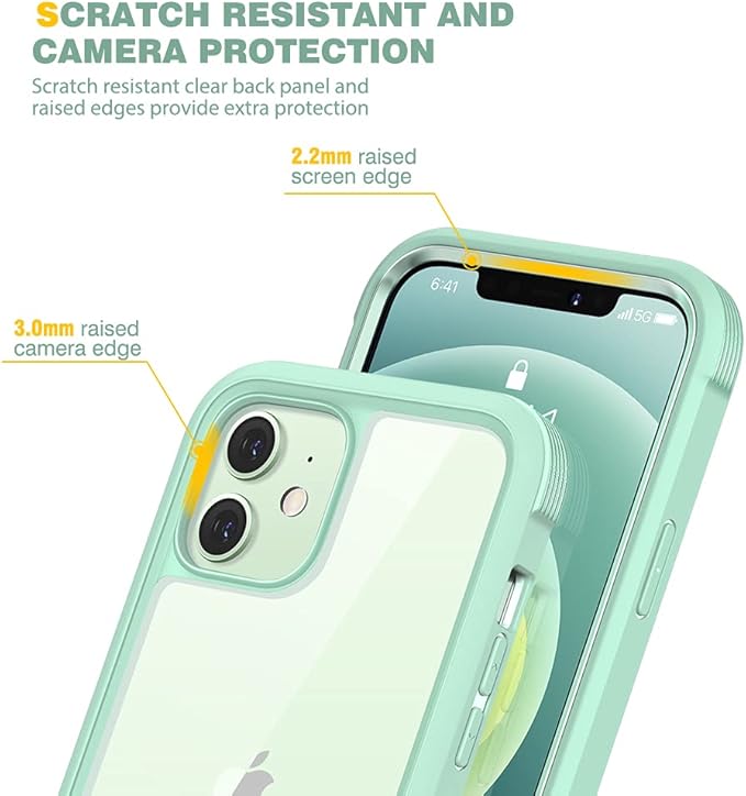 Diaclara Designed for iPhone 12/12 Pro Case, Full Body Rugged with Built-in Touch Sensitive Anti-Scratch Screen Protector, Soft TPU Bumper for iPhone 12/12 Pro 6.1" (Pistachio Green)
