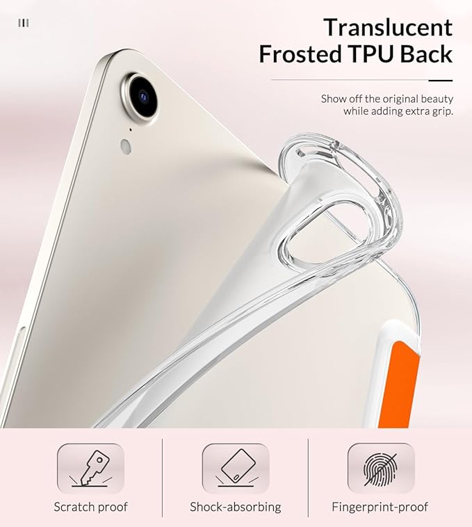 MoKo Case Fit New iPad mini 7 (A17 Pro) 2024, iPad mini 6th Generation Case 2021 (8.3-inch), iPad mini 6 Case, Soft TPU Translucent Frosted Back Cover Case for iPad mini 7th, Orange