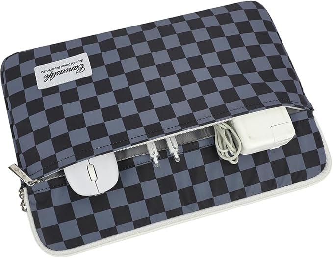 Canvaslife Black Checker Pattern Laptop Sleeve Case Cover with Pocket for MacBook Pro 14 inch and 14 inch-14.4 inch HP, Lenovo, Dell, ASUS, Acer Notebook Computer