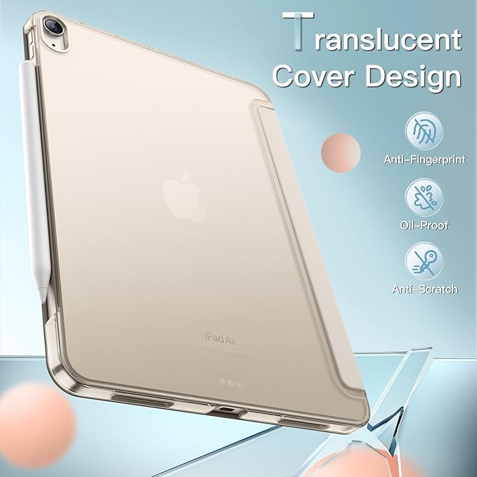 JETech Case for iPad Air 13-Inch M4/M3/M2 (2026/2025/2024), Slim Stand Hard Back Shell Smart Cover with Auto Wake/Sleep (Starlight)