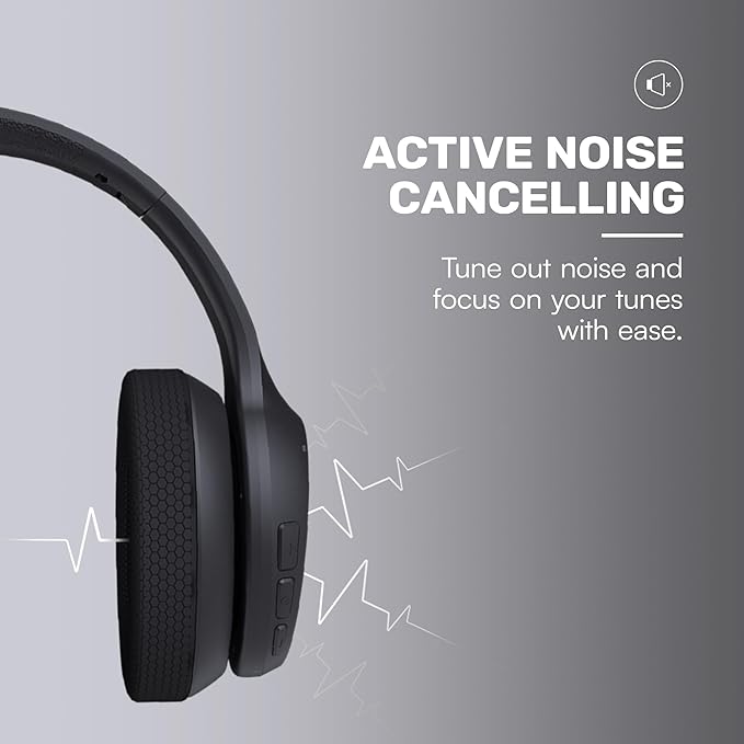 Raycon Fitness Bluetooth Headphones - Over The Ear Running Headphones, Active Noise Cancelling Wireless Headphones + Awareness Mode, Bluetooth Headset with Mic, 45 Hours of Battery Life (Black)