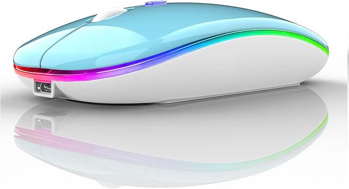 PEIBO Bluetooth Wireless Mouse for Laptop mac MacBook ipad MacBook air MacBook pro pc Desktop Computer Windows Chromebook Notebook (Blue White)