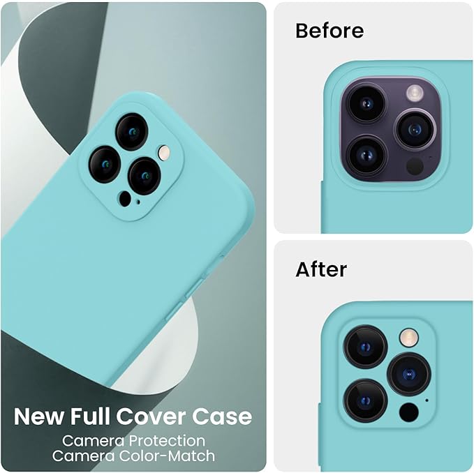 FireNova Designed for iPhone 14 Pro Max Case, Silicone Upgraded [Camera Protection] Case, Soft Anti-Scratch Microfiber Lining Inside, 6.7 inch, Sea Blue