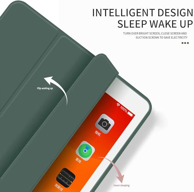 Aoub Case for iPad 9.7 inch 6th/5th Generation Case 2018/2017 with Pencil Holder, Thin Lightweight Smart Stand Cover, Auto Wake/Sleep, Model A1822/A1823/A1893/A1954, Dark Green