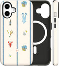 Magnetic for iPhone 16 Case Cute Frog Stripes Phone Case, Summer Shockproof Slim TPU and Hard PC Protective Phone Cover Compatible with MagSafe Designed for Women Girls