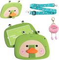 3D Cute Frog Duck Case for iPad 9th/8th/7th 10.2 inch,Kawaii Cartoon Character Frog Duck Soft Silicone Stand Case with Lanyard for Kids Teens Girls Women
