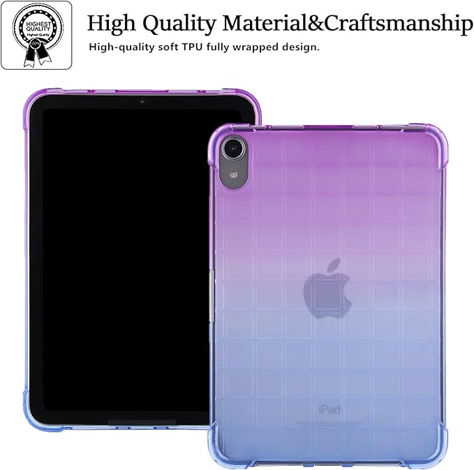 for iPad (A16) 11th Generation 11" 2025 & iPad 10th Generation Case 10.9 inch 2022, Lightweight Thin Translucent Soft TPU Back Shockproof Matte Clear Silicone Gradient Shell, Purple & Blue