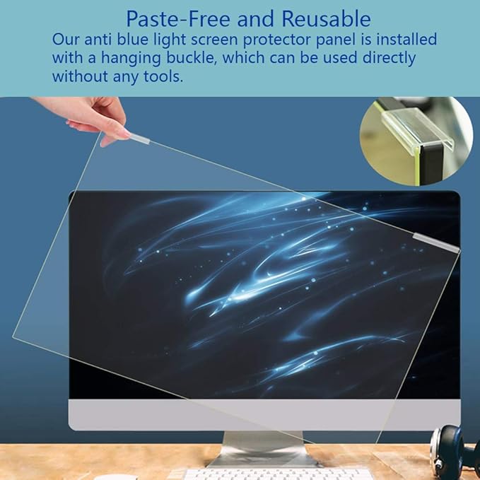 Blue Light Screen Protector for 23-24 Inch LED PC Monitor, Scratch-Resistant Computer Screen Blue Light Blocker, Filter - 2 Pack (W 21.3" x H 13.4")