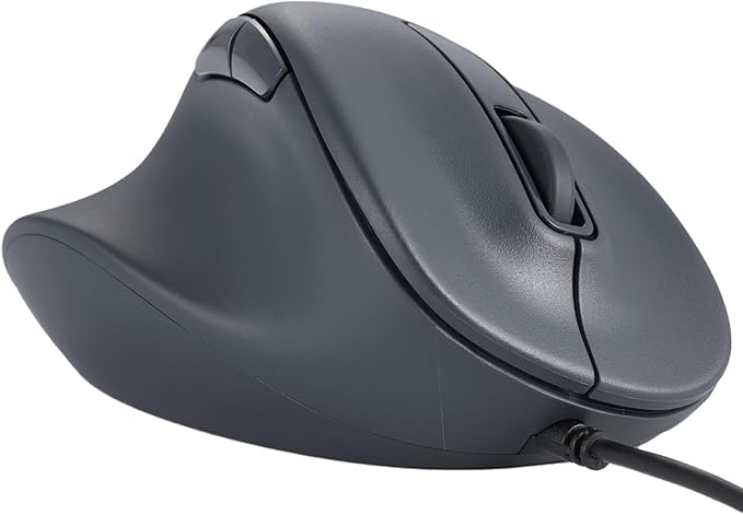 ELECOM Left Hand Wired USB Ergonomic Shape Mouse, Silent Click, 2000DPI, 5 Buttons, Optical Sensor, Compatible with PC, Mac, Laptop, EX-G, Msize Black (M-XGM31UBSKBK)