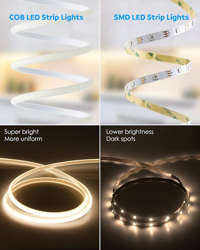 Aclorol 120V COB LED Strip Lights 16.4FT/5M Flexible COB LED Lights 3000K Warm White AC 110V-120V LED Flex Lights Strip Plug in High Density COB LED Rope Light for Outdoor Bedroom Patio Garden Decor