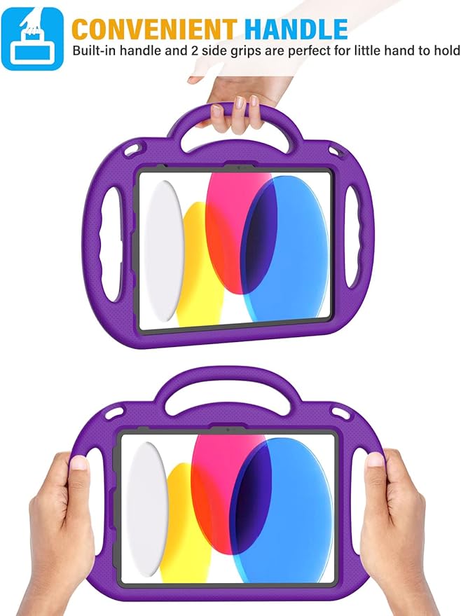 SUPLIK Kids Case for iPad 11th Gen (A16) 11-inch 2025 & 10th Generation 10.9" 2022 & Air 11" 2025/2024 & Air 5th/4th Gen & Pro 11, Durable Shockproof Cover with Shoulder Strap Handle Stand, Purple