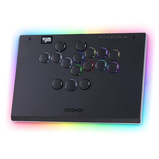 Haute42 Leverless Controller for Arcade Gaming: M Ultra Large & Slim Aluminum Alloy Template - 16 Key Crystal Low-profile Switches - Custom RGB & Ambient Backlight Leverless Controller for PC/PS4/PS3/Switch