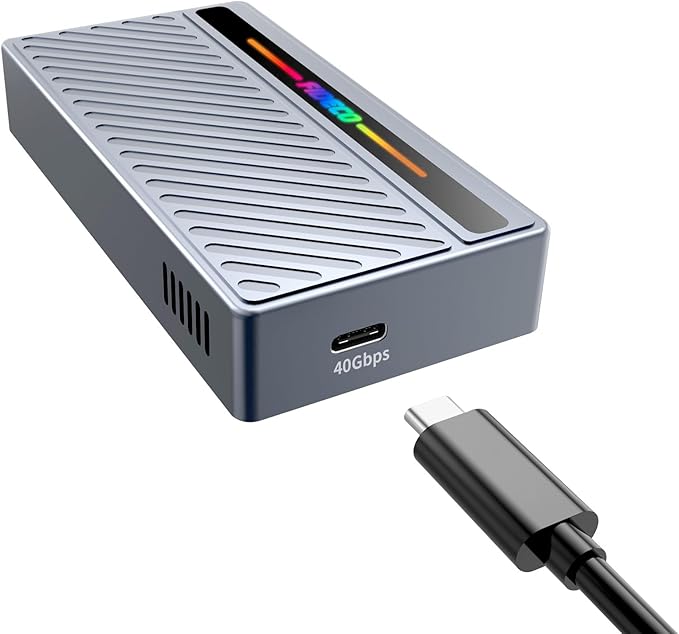 FIDECO 40Gbps M.2 NVMe SSD Enclosure, M.2 NVMe to USB Adapter with RGB Light, USB4 SSD Reader Compatible with Thunderbolt 4/3, USB4/3.2/3.1/3.0, Support UASP & Trim