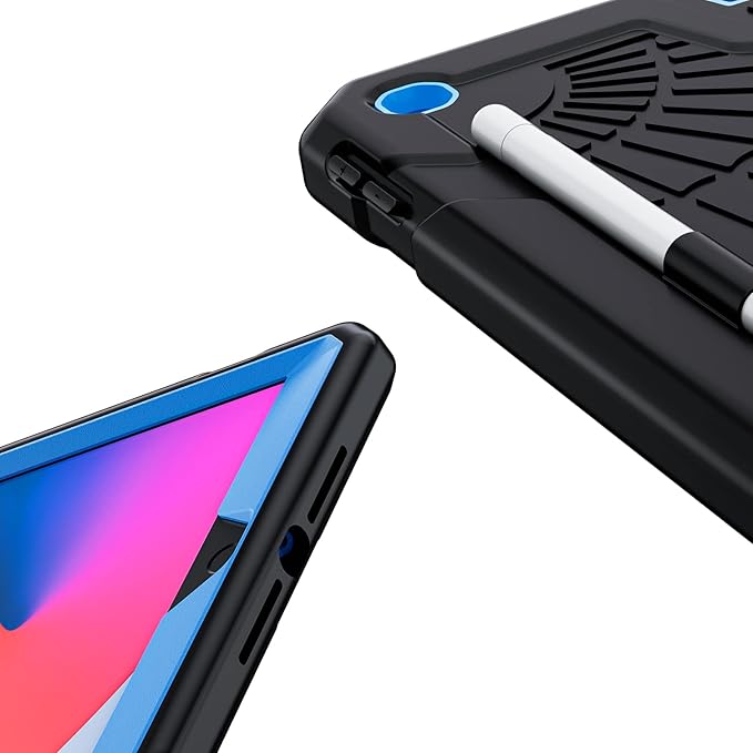 SIBEITU Case Compatible with iPad 9th Generation for Kids, with Pencil Holder Stand, Heavy Duty Rugged Case for iPad 10.2 inch