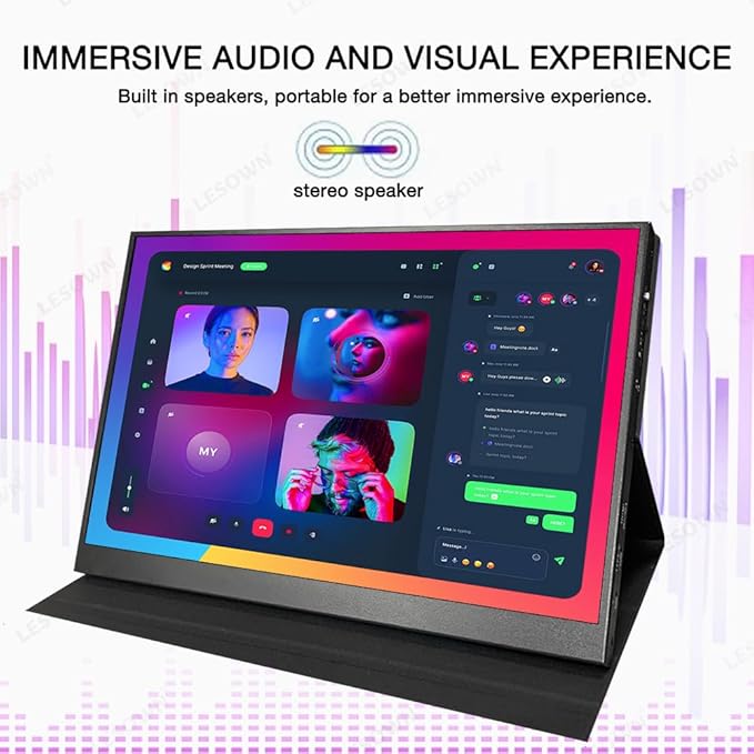 4K Portable Monitor 13.3 inch IPS 3840x2160 USB Type C Built-in Speakers HDMI Wide Screen Small Travel Display for PC Laptop Computer