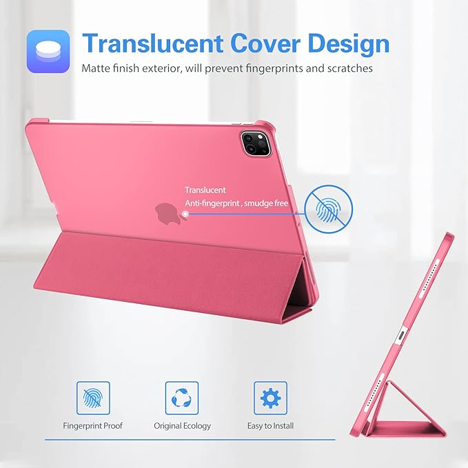 ProCase Smart Case for iPad Pro 12.9 2022/2021/2020/2018, Slim Stand Hard Back Shell Smart Cover for iPad Pro 12.9" 6th Gen/5th Gen/4th Gen/3rd Gen -Melonpink