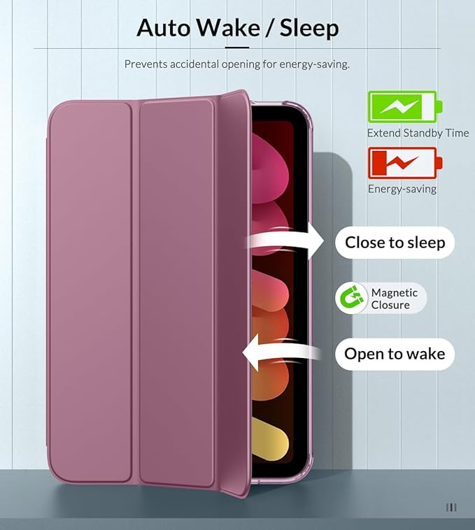 MoKo Case Fit New iPad mini 7 (A17 Pro) 2024, iPad mini 6th Generation Case 2021 (8.3-inch), iPad mini 6 Case, Soft TPU Translucent Frosted Back Cover Case for iPad mini 7th, Smokey Purple