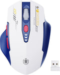 Uineer Wireless Mouse, [Upgraded] Visible Battery Display，Rechargeable Laptop Mice 2.4G USB, 4 Adjustable DPI Levels,Optical Ratón Wireless for Laptop PC Computer,White and Blue