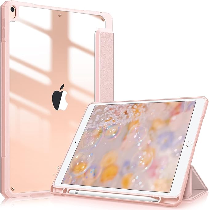 Fintie Hybrid Slim Case for iPad Air 3rd Generation 10.5" 2019 / iPad Pro 10.5 Inch 2017 - [Built-in Pencil Holder] Shockproof Cover with Clear Transparent Back Shell (Rose Gold)