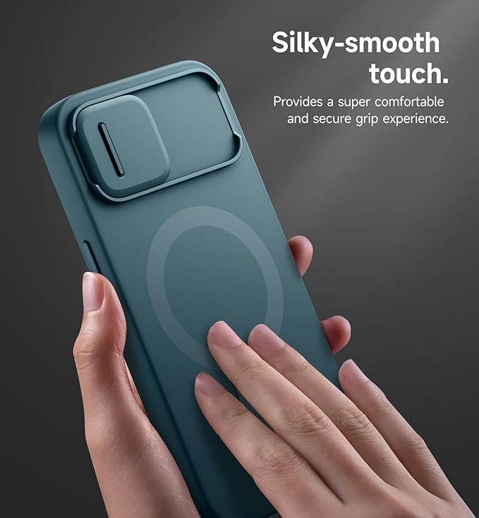 SURITCH for iPhone 17e/16e Case with Magnetic Camera Slide Cover and Adjustable Kickstand, Compatible with MagSafe, Shockproof Bumper Case Slim Protective Cover 6.1 Inch,Lake Green