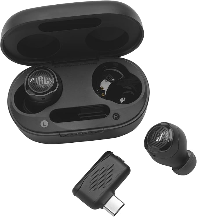 JBL Quantum TWS AIR - True Wireless Gaming Earbuds with Smart Ambient Technology, Low Latency 2.4GHz USB-C dongle or Bluetooth, 4 beamforming Microphones (Black)