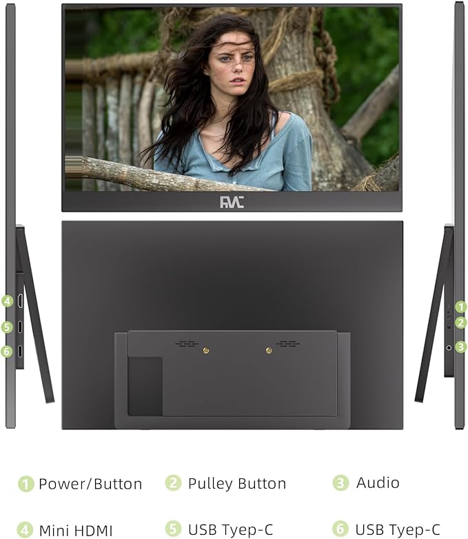 FMC Wireless Portable Monitor for Laptop, 100% sRGB FHD 1080P Kickstand Portable Laptop Monitor Second Screen for Home & Office, AirPlay & Miracast Casting