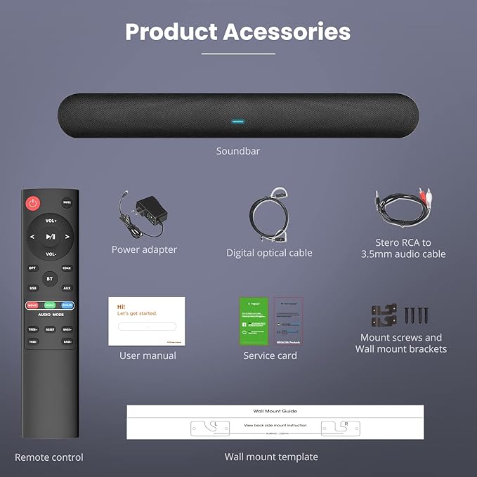 BESTISAN Sound bar, Soundbar TV Sound bar Wired and Wireless Bluetooth Audio Speakers(28 Inches, 4 Drivers, Bluetooth 5.0 Version, Optical Cable Included, Bass Adjustable)
