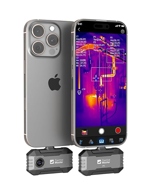 Thermal Master P1 with Type-C to Lightning Adapter, Thermal Camera for iPphone and Android