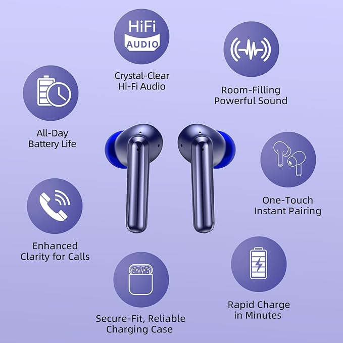 Hybrid ANC Earbuds Twin Gift Pack｜-50dB Noise Cancelling｜LDAC Audio ×2｜240H Total Playtime｜Spatial Sound｜Dual Device Pairing｜Perfect for Couples & Friends (Purple)